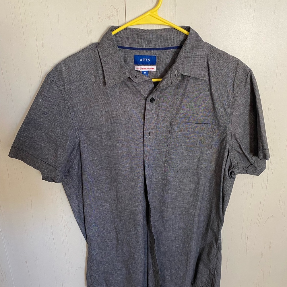 Apt. 9 Men's Gray Short Sleeve Button Down TShirt Size M